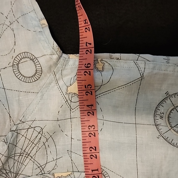 NWT Lands End Traditional Fit Lt Blue Radiance Map Print Linen Men's XL - Picture 10 of 11